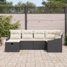 Ensemble de Canapés avec coussin 6 pcs Noir et Crème polyrotin 566509566509