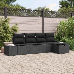 Ensemble de canapé de jardin avec coussin 5 pcs Noir polyrotin 566511566511