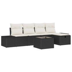 Ensemble de canapé de jardin avec coussin 6 pcs Noir polyrotin 566512566512