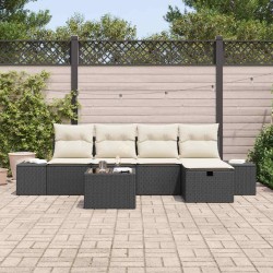 Ensemble de canapé de jardin avec coussin 6 pcs Noir polyrotin 566512566512