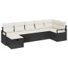 Ensemble de Canapés avec coussin 7 pcs Noir et Crème polyrotin 566513566513