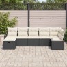 Ensemble de Canapés avec coussin 7 pcs Noir et Crème polyrotin 566513566513