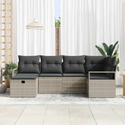 Ensemble de Canapés avec coussin 6 pcs Gris clair polyrotin 566515566515