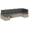 Ensemble de Canapés avec coussin 7 pcs Gris clair polyrotin 566518566518