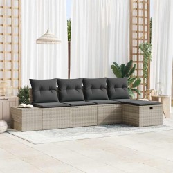 Ensemble de canapé de jardin 5 pcs Gris clair polyrotin 566519566519