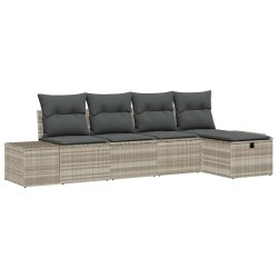 Ensemble de canapé de jardin 5 pcs Gris clair polyrotin 566519566519