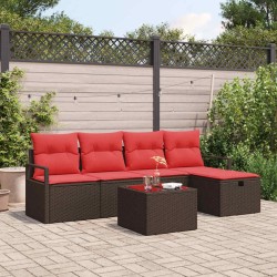 Ensemble de Canapés 6 pcs Marron et rouge polyrotin 566520566520