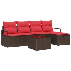 Ensemble de Canapés 6 pcs Marron et rouge polyrotin 566520566520