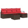 Ensemble de Canapés 6 pcs Marron et rouge polyrotin 566520566520