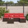 Ensemble de Canapés 6 pcs Marron et rouge polyrotin 566520566520
