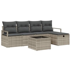Ensemble de Canapés avec coussin 6 pcs Gris clair polyrotin 566521566521