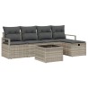 Ensemble de Canapés avec coussin 6 pcs Gris clair polyrotin 566521566521