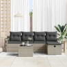 Ensemble de Canapés avec coussin 6 pcs Gris clair polyrotin 566521566521