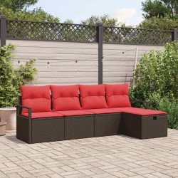 Ensemble de Canapés avec coussin Marron et rouge polyrotin 566522566522