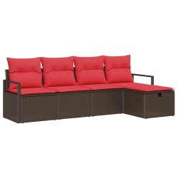 Ensemble de Canapés avec coussin Marron et rouge polyrotin 566522566522