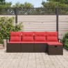 Ensemble de Canapés avec coussin Marron et rouge polyrotin 566522566522