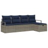 Ensemble de Canapés avec coussin 5 pcs Gris et marine polyrotin 566523566523