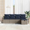 Ensemble de Canapés avec coussin 5 pcs Gris et marine polyrotin 566523566523