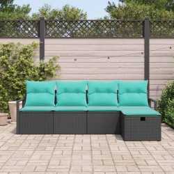 Ensemble de Canapés 5 pcs Noir et turquoise polyrotin 566524566524