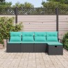Ensemble de Canapés 5 pcs Noir et turquoise polyrotin 566524566524