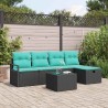 Ensemble de Canapés 6 pcs Noir et turquoise polyrotin 566527566527