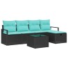 Ensemble de Canapés 6 pcs Noir et turquoise polyrotin 566527566527