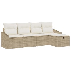 Ensemble de Canapés avec coussin 5 pcs Beige polyrotin 566528566528