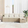 Ensemble de Canapés avec coussin 5 pcs Beige polyrotin 566528566528