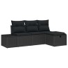 Ensemble de canapé de jardin avec coussin 4 pcs Noir Poly rotin 566529566529
