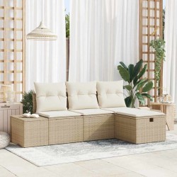 Ensemble de canapé de jardin 4 pcs Beige Poly rotin 566530566530