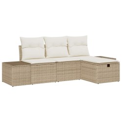 Ensemble de canapé de jardin 4 pcs Beige Poly rotin 566530566530