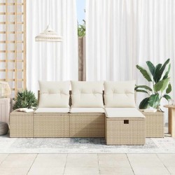 Ensemble de canapé de jardin 4 pcs Beige Poly rotin 566530566530
