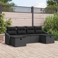 Ensemble de canapé de jardin avec coussin 6 pcs polyrotin 566532566532