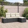 Ensemble de canapé de jardin avec coussin 4 pcs Noir Poly rotin 566533566533