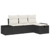 Ensemble de canapé de jardin avec coussin 4 pcs Noir Poly rotin 566533566533