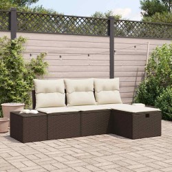 Ensemble de canapé de jardin 4 pcs Marron Poly rotin 566534566534