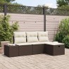 Ensemble de canapé de jardin 4 pcs Marron Poly rotin 566534566534