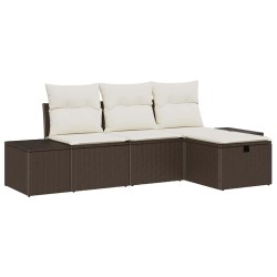 Ensemble de canapé de jardin 4 pcs Marron Poly rotin 566534566534