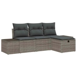 Ensemble de canapé de jardin avec coussin 4 pcs Gris Poly rotin 566535566535