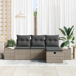 Ensemble de canapé de jardin avec coussin 4 pcs Gris Poly rotin 566535566535