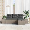 Ensemble de canapé de jardin avec coussin 4 pcs Gris Poly rotin 566535566535