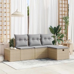 Ensemble de canapé de jardin 4 pcs Beige Poly rotin 566536566536