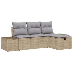 Ensemble de canapé de jardin 4 pcs Beige Poly rotin 566536566536
