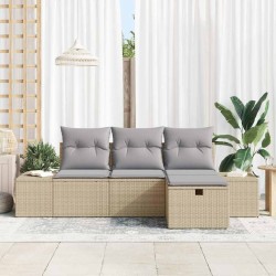 Ensemble de canapé de jardin 4 pcs Beige Poly rotin 566536566536
