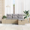 Ensemble de canapé de jardin 4 pcs Beige Poly rotin 566536566536