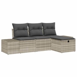Ensemble de canapé de jardin 4 pcs Gris clair Poly rotin 566537566537