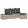 Ensemble de canapé de jardin 4 pcs Gris clair Poly rotin 566537566537