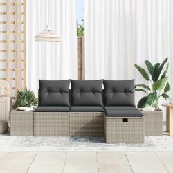 Ensemble de canapé de jardin 4 pcs Gris clair Poly rotin 566537566537