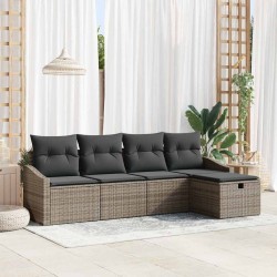 Ensemble de Canapés avec coussin 5 pcs Gris polyrotin 566539566539