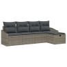 Ensemble de Canapés avec coussin 5 pcs Gris polyrotin 566539566539